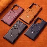 GripSafe Magsafe Stand Holder Ring Leather Case for Samsung Galaxy S22 Ultra / Galaxy S23 Ultra / Galaxy S24 Ultra