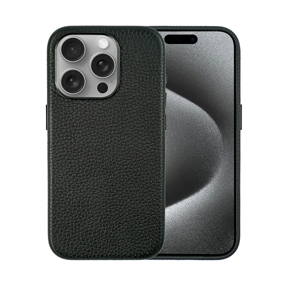 amur-genuine-leather-case-for-iphone-15-pro-max-black Amur Genuine Leather Case For iPhone 15 Pro Max – Black - Image 1